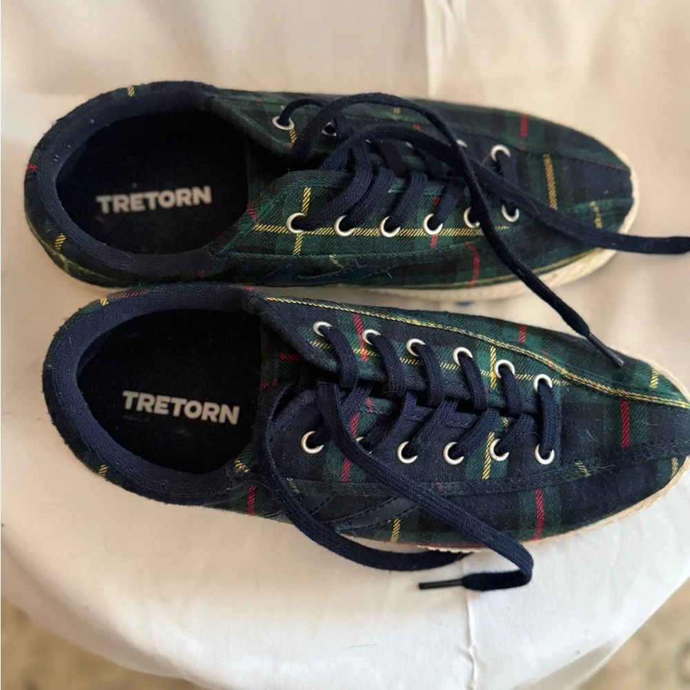 Tretorn Plaid Sneakers - Black, Green, Red - Picture 2 of 4